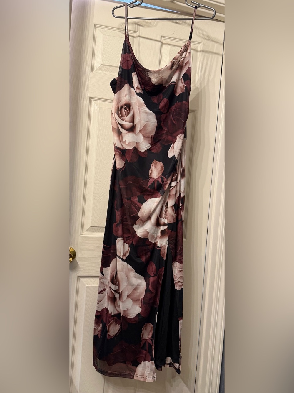 Bodycon Floral Slip Dress in Burgundy and Blush